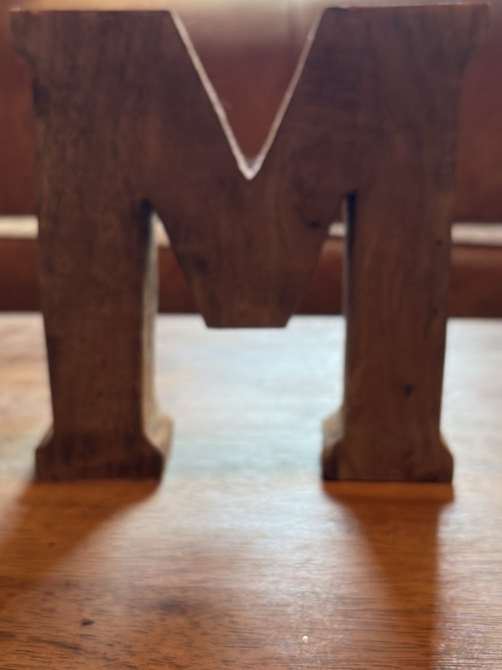 Handcrafted Wooden Letter 'M' Home Accent - Brown - Picture 2 of 6